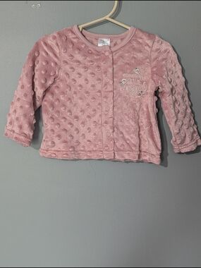 4/$10✨ Le Top Bebe Blush Baby Cardigan Textured Minky Dot Embroidery